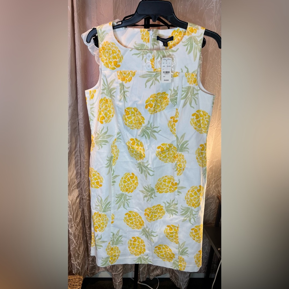 Brooks Brothers White and Yellow Pineapple Dress